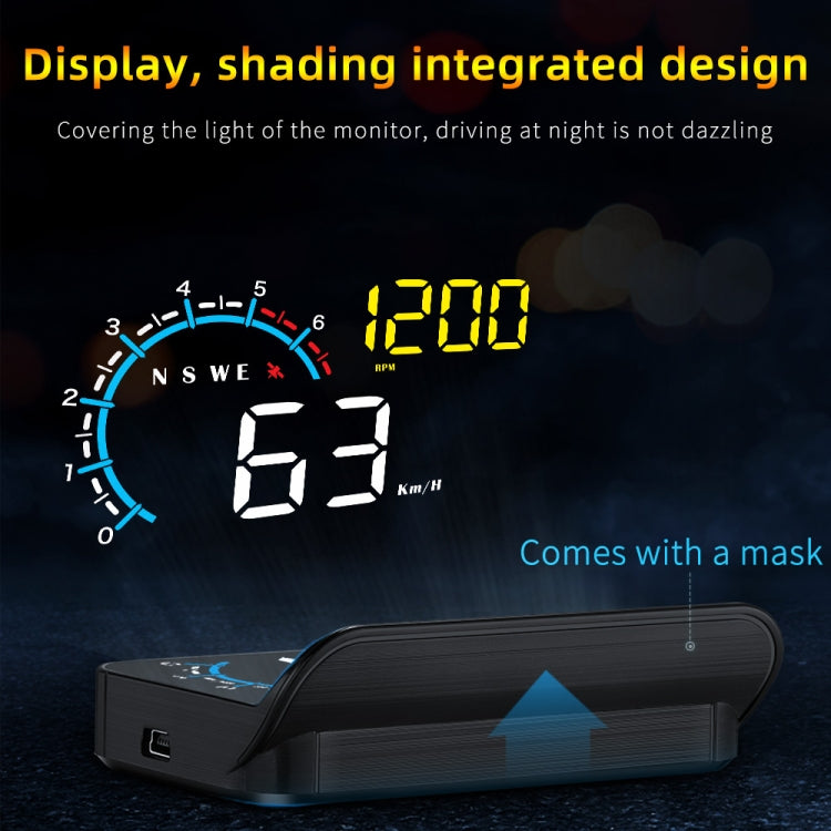 M12 OBD2 + GPS Mode Car Head-up Display HUD Overspeed / Speed / Water Temperature / Low Voltage / Fault Alarm