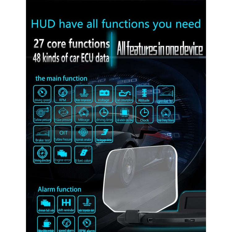 C1 OBD2 + GPS Mode Car HUD Head-up Display Compass / Speed / Water Temperature / Voltage Display / Speed / Fault Alarm / Navigation Function
