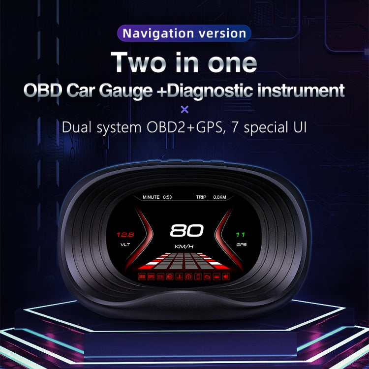 P20 OBD2 + GPS Mode Car Head-up Display HUD Overspeed / Speed / Water Temperature Alarm