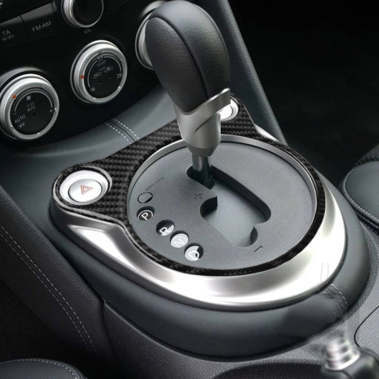 Car Carbon Fiber Whole Gear Position Console Panel Decorative Sticker for Nissan 370Z Z34 2009-, Left and Right Drive Universal