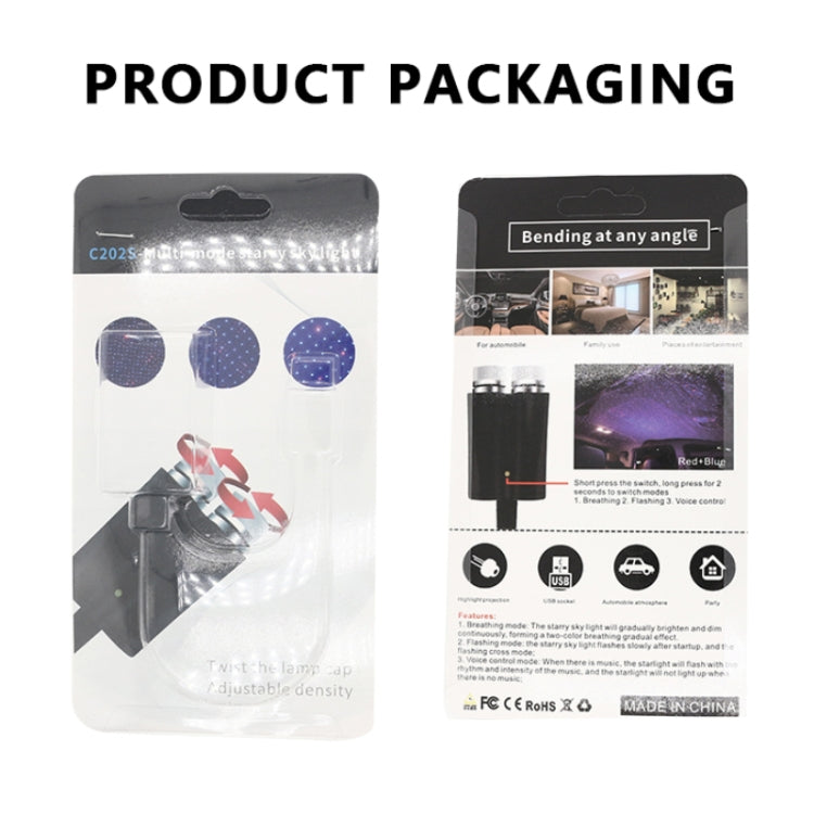 Car Two-color USB Star Dome Light Atmosphere Laser Projection Decorative Light, Constantly Bright Version