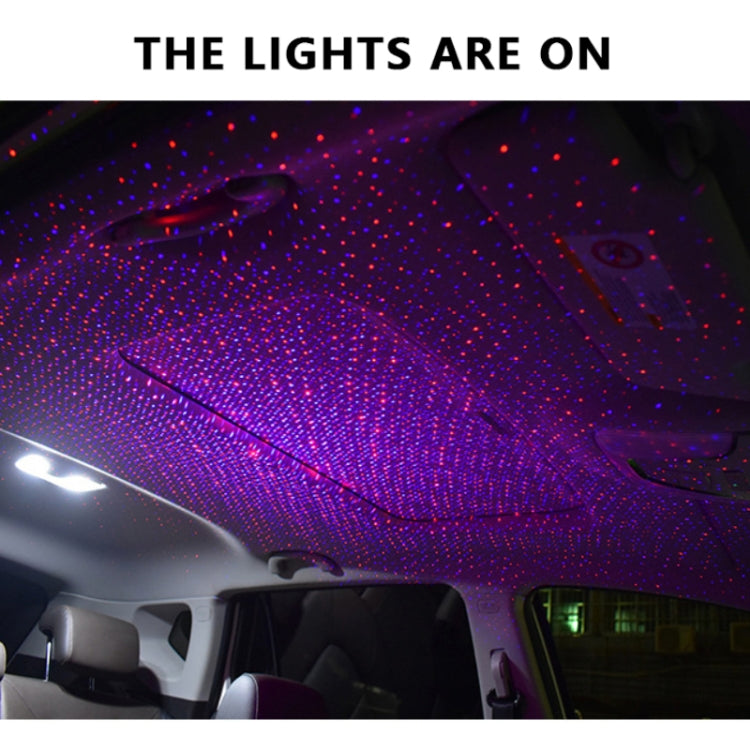 Car Two-color USB Star Dome Light Atmosphere Laser Projection Decorative Light, Constantly Bright Version
