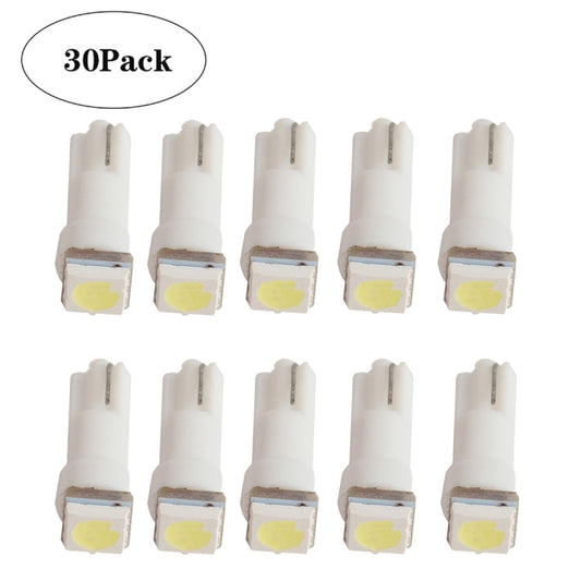 30 PCS T5 1LED SMD-5050 Car Modification LED Indicator Light White Light