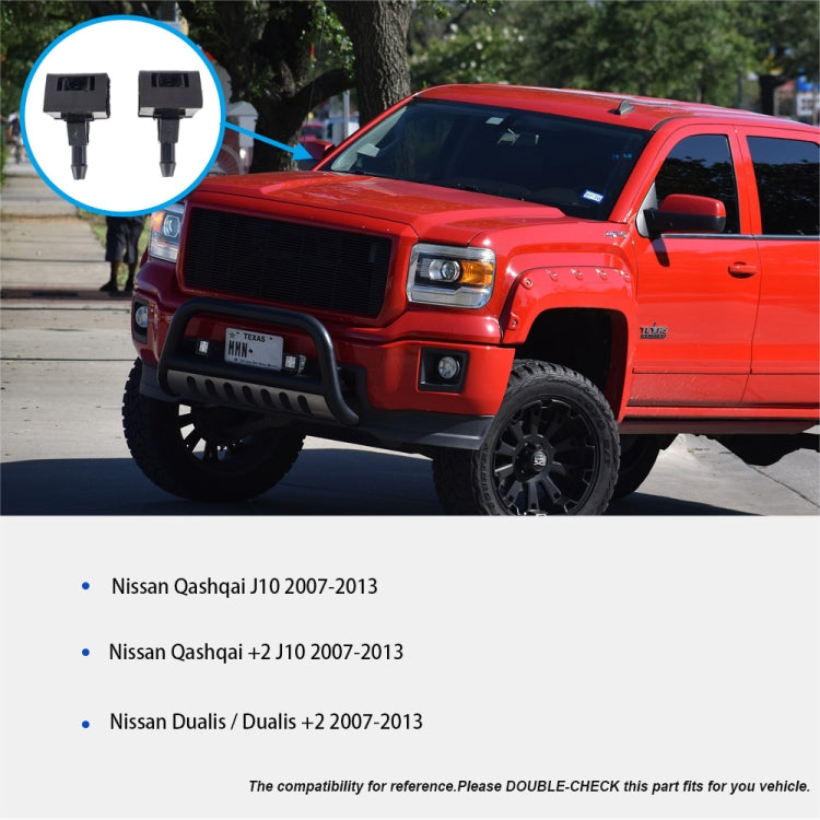 2 PCS Car Front Windshield Washer Wiper Jet Water Spray Nozzle 28932-JD000 for Nissan Qashqai /  Qashqai +2 J10 / Dualis / Dualis +2 2007-2013