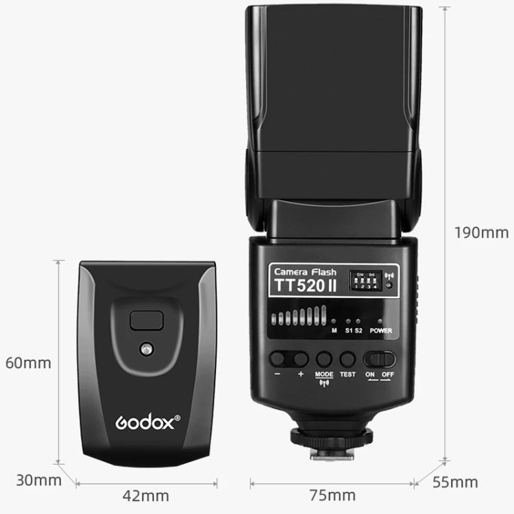 Godox TT520II 433MHZ Wireless 1/300s-1/2000s HSS Flash Speedlite Camera Top Fill Light for Canon / Nikon DSLR Cameras