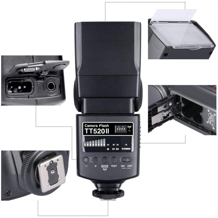 Godox TT520II 433MHZ Wireless 1/300s-1/2000s HSS Flash Speedlite Camera Top Fill Light for Canon / Nikon DSLR Cameras