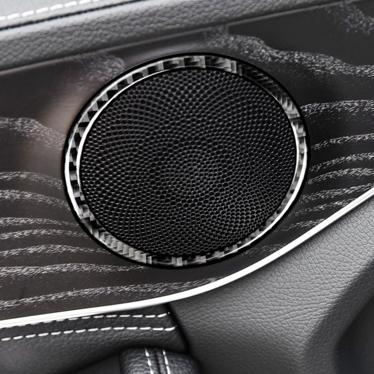Car Carbon Fiber Door Horn Ring Decorative Sticker for Mercedes-Benz C Class W205 C180 C200 C300 GLC, Left and Right Drive Universal