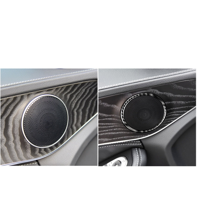 Car Carbon Fiber Door Horn Ring Decorative Sticker for Mercedes-Benz C Class W205 C180 C200 C300 GLC, Left and Right Drive Universal