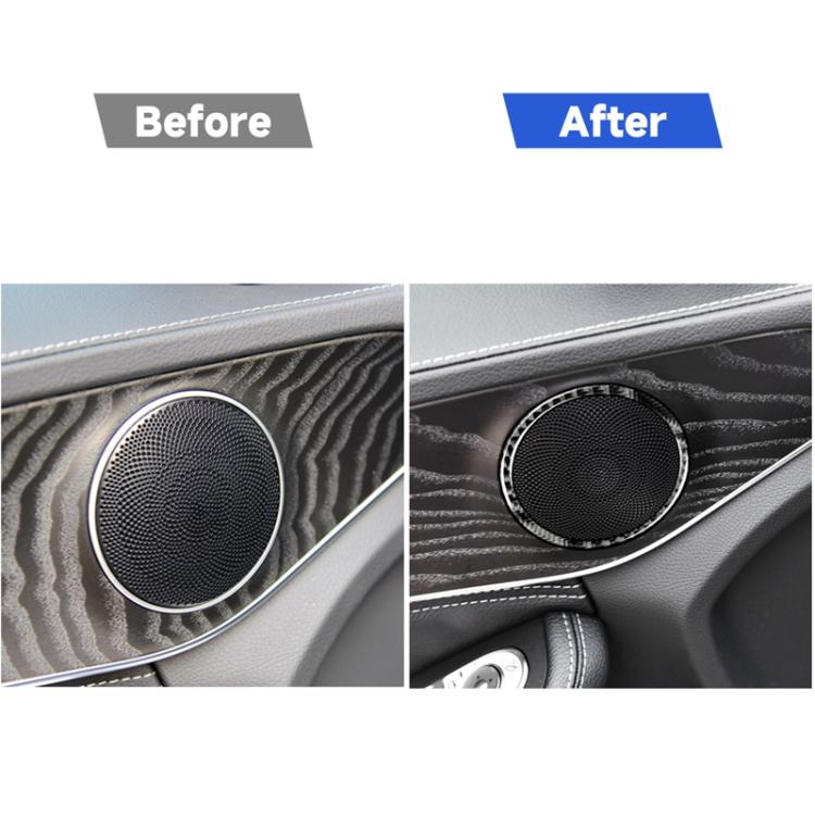 Car Carbon Fiber Door Horn Ring Decorative Sticker for Mercedes-Benz C Class W205 C180 C200 C300 GLC, Left and Right Drive Universal, Solid Color Door Horn Ring, Door Horn Ring
