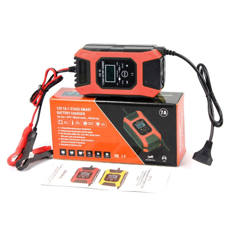 FOXSUR Car / Motorcycle Repair Charger 12V 7A 7-stage + Multi-battery Mode Lead-acid Battery Charger