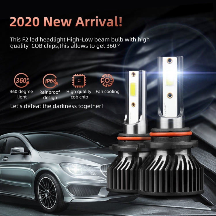 2 PCS DC9-36V / 25W / 6000K / 2500LM IP68 Waterproof Car LED Headlight, F2 9005 / HB3 / H10