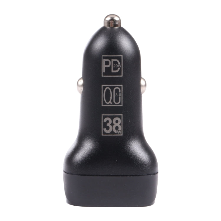 QC USB + USB-C / Type-C Dual Ports Fast Charging Car Charger with Luminous Aperture