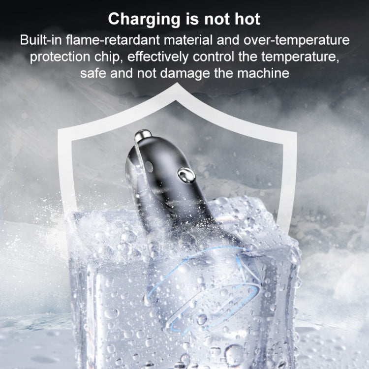 QC USB + USB-C / Type-C Dual Ports Fast Charging Car Charger with Luminous Aperture