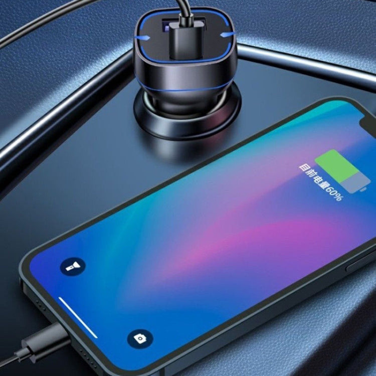 QC USB + USB-C / Type-C Dual Ports Fast Charging Car Charger with Luminous Aperture