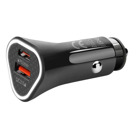 YSY-313PD30W QC3.0 USB + PD 30W USB-C / Type-C Triangle Dual Ports Fast Charging Car Charger