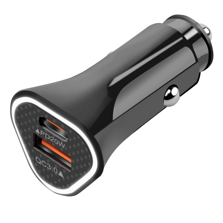 YSY-313PD30W QC3.0 USB + PD 30W USB-C / Type-C Triangle Dual Ports Fast Charging Car Charger