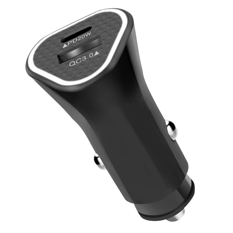 YSY-313PD30W QC3.0 USB + PD 30W USB-C / Type-C Triangle Dual Ports Fast Charging Car Charger