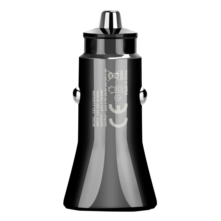 YSY-313PD30W QC3.0 USB + PD 30W USB-C / Type-C Triangle Dual Ports Fast Charging Car Charger