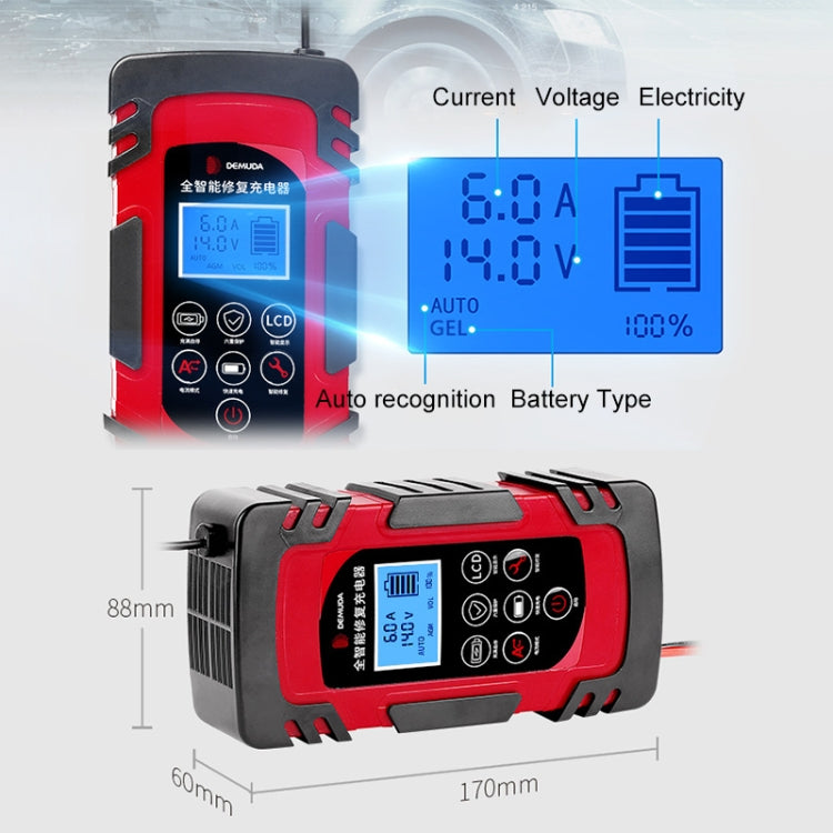 DEMUDA DC-80 Car Battery Charger 12V/24V Intelligent Pulse Repair Type Lead-acid Battery