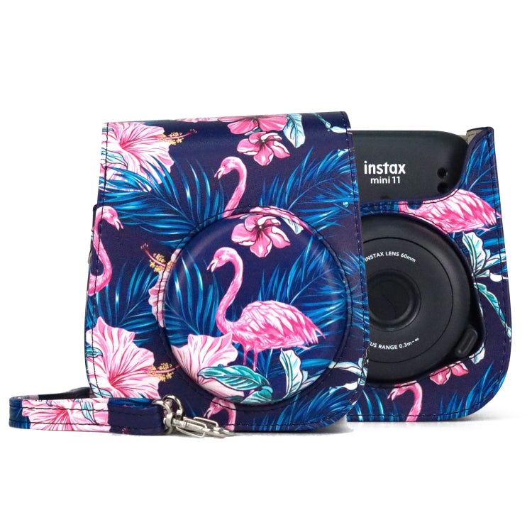 Flamingo Pattern Camera Bag with Shoulder Strap for Fujifilm Instax mini 11