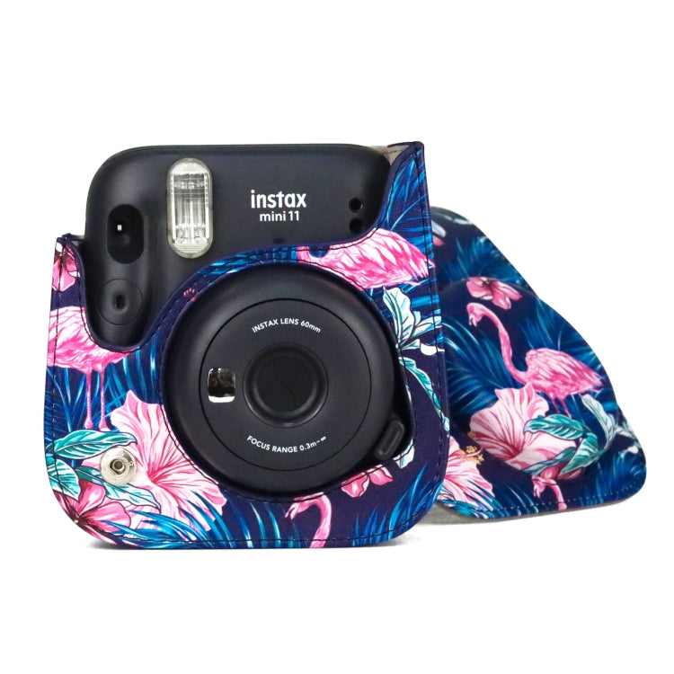 Flamingo Pattern Camera Bag with Shoulder Strap for Fujifilm Instax mini 11