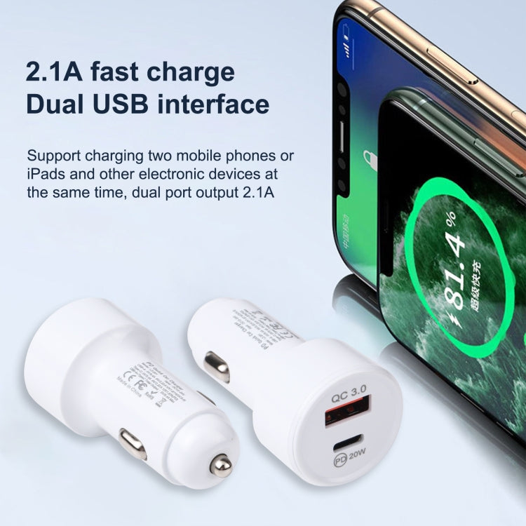 LZ-201 PD 20W USB-C / Type-C + QC 3.0 USB Mini Fast Car Charger