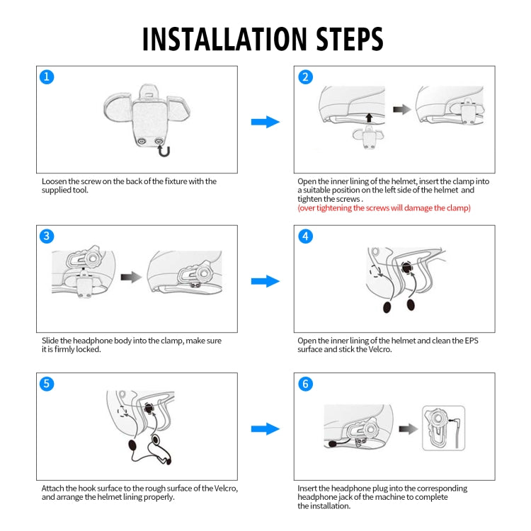 WUPP Bluetooth 5.1 S2 Motorcycle Helmet Full Duplex Bluetooth Intercom Headset Earphone