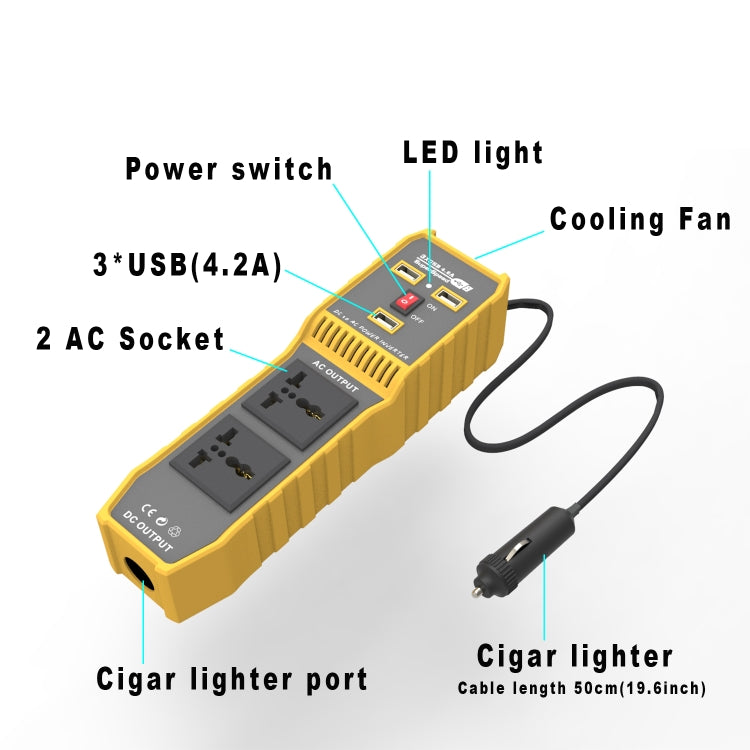 12V to 220V 300W Car Power Inverter with Three USB