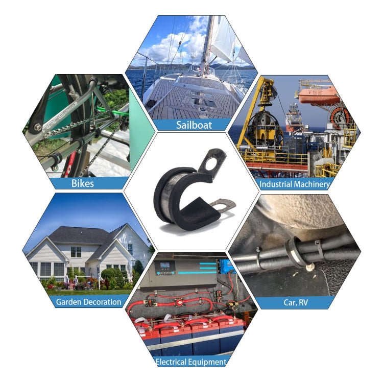 A1196 52 in 1 Car Rubber Cushion Pipe Clamps Stainless Steel Clamps