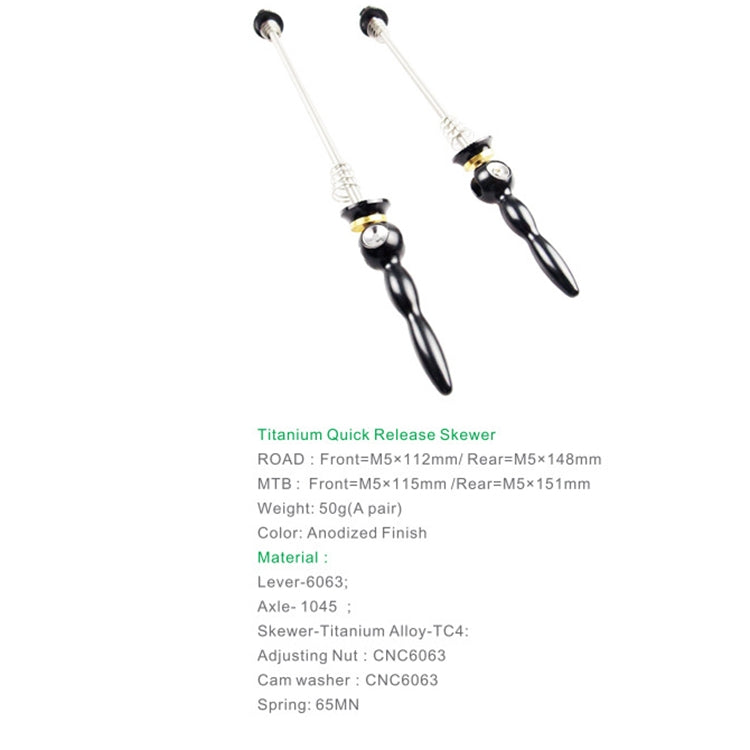 BIKERSAY Bicycle Skewers Quick Release Titanium Axle QR Wheel Hub Skewer