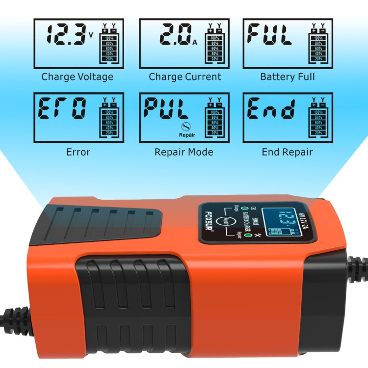 FOXSUR 2A / 6V / 12V Car / Motorcycle 3-stage Full Smart Battery Charger