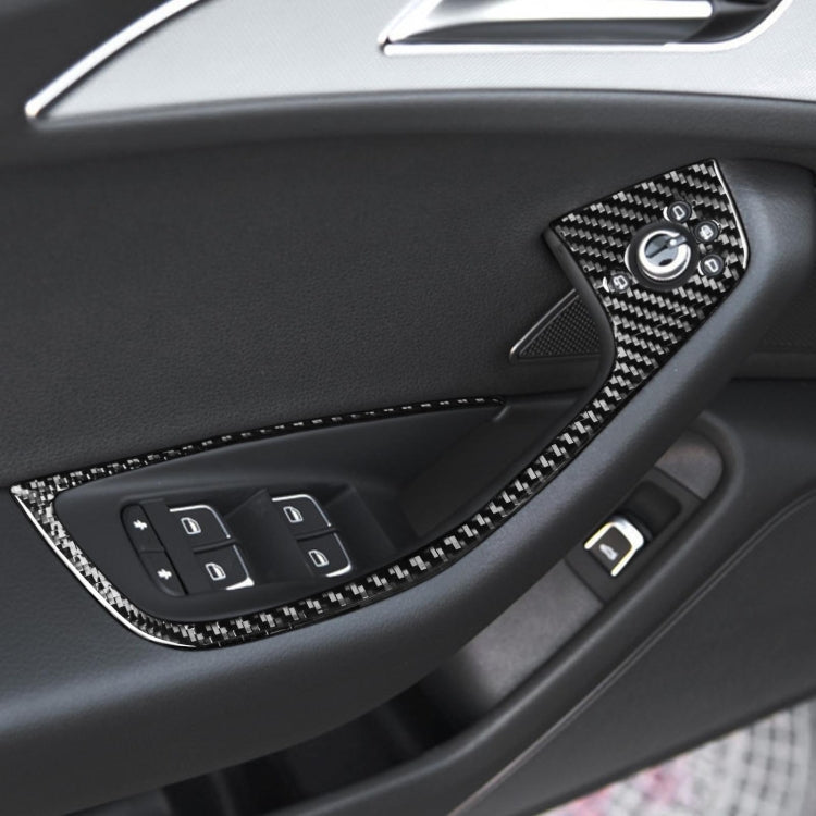 Car Carbon Fiber Glass Lifter Short Style Decorative Sticker for Audi A6 S6 C7 A7 S7 4G8 2012-2018