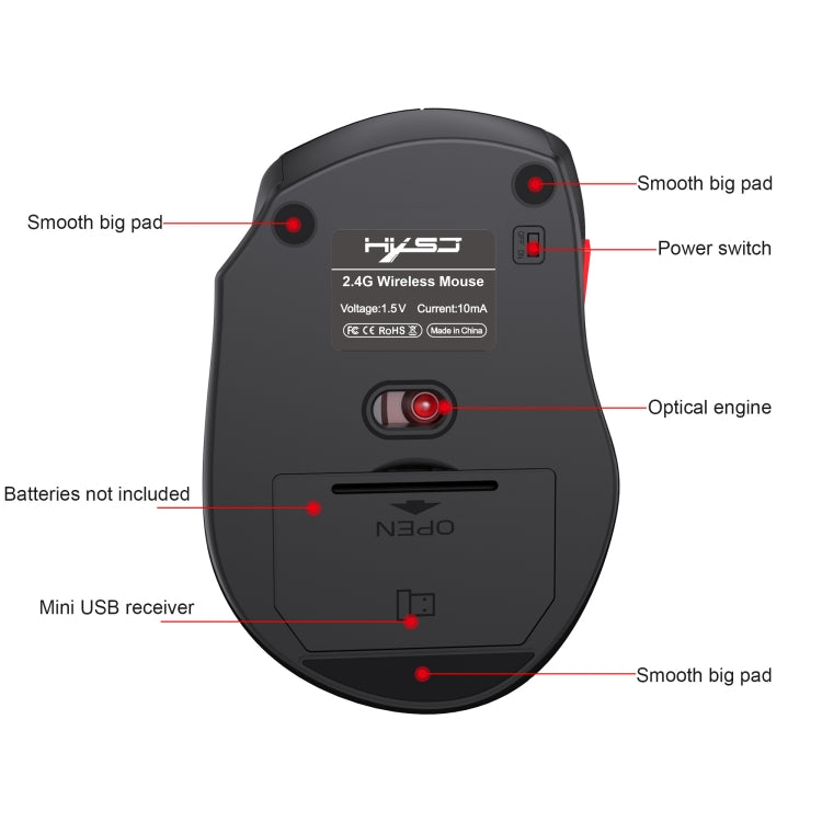 HXSJ T67 2.4G Bluetooth 3.0/5.0 Dual Mode Wireless Mouse
