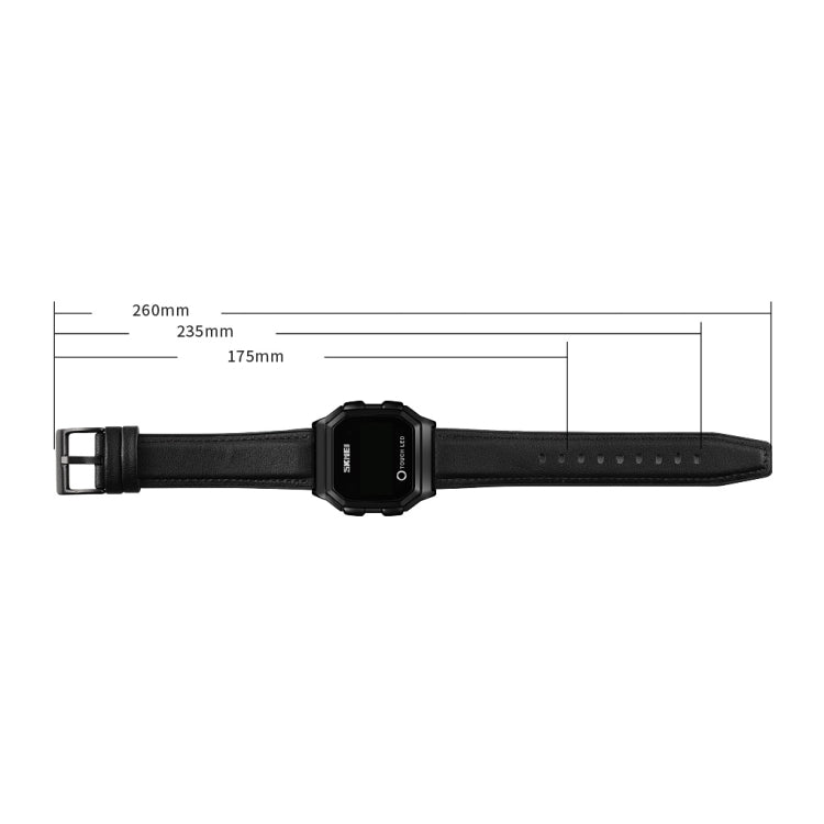 SKMEI 1650 Leather Strap Version LED Digital Display Electronic Watch with Touch Luminous Button