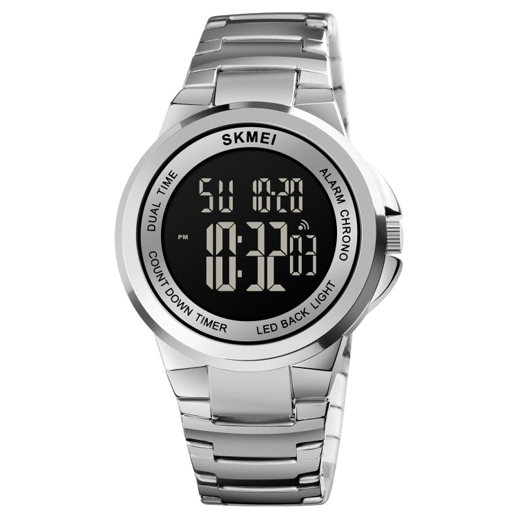 SKMEI 1712 Dual Time LED Digital Display Luminous Stainless Steel Strap Electronic Watch