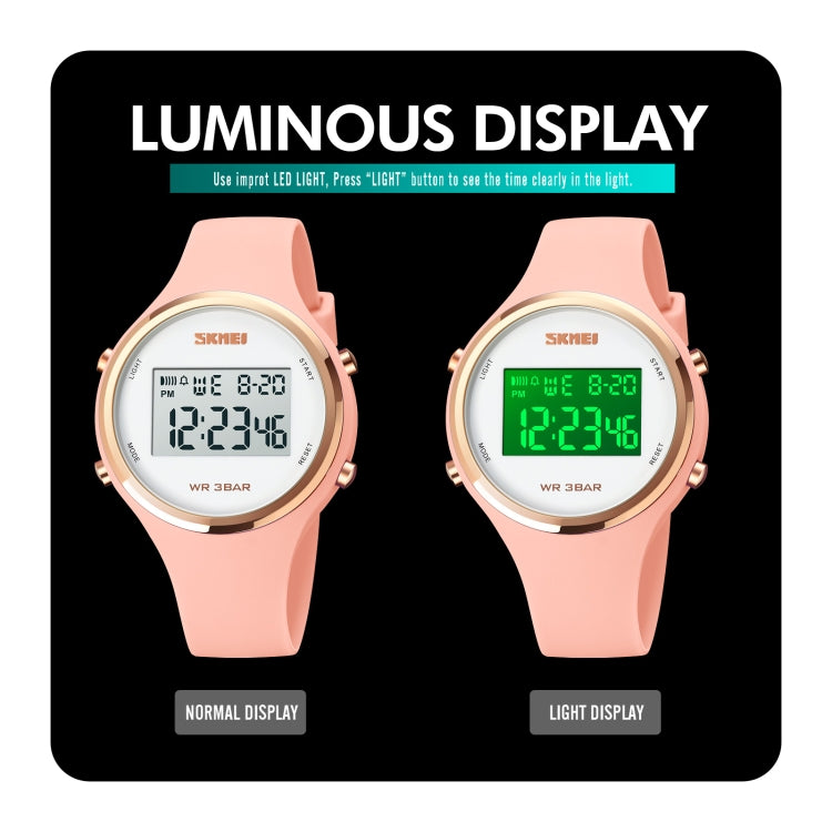 SKMEI 1720 Round Dial LED Digital Display Luminous Silicone Strap Electronic Watch