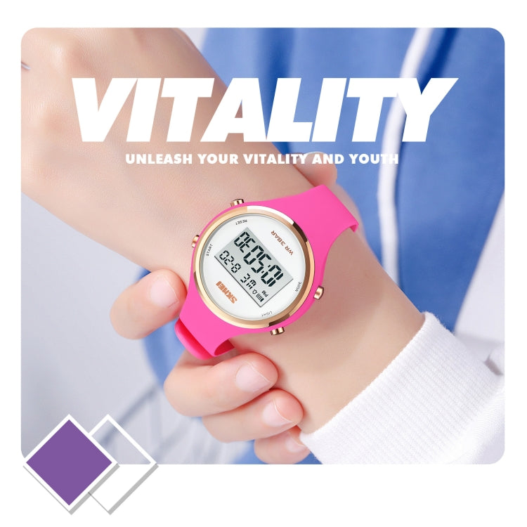 SKMEI 1720 Round Dial LED Digital Display Luminous Silicone Strap Electronic Watch