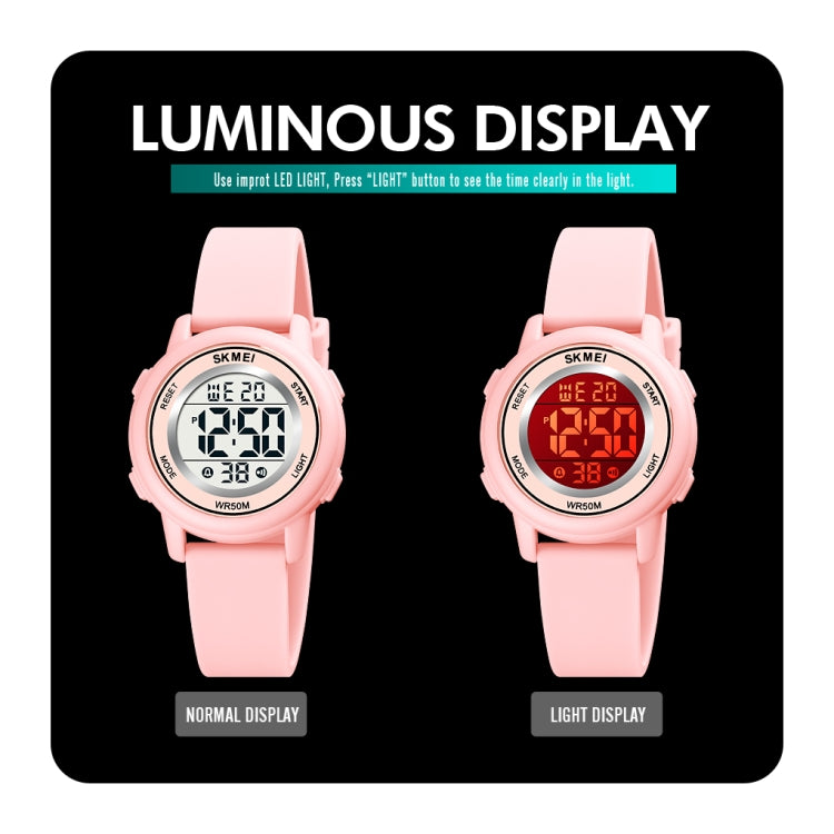 SKMEI 1721 Triplicate Round Dial LED Digital Display Luminous Silicone Strap Electronic Watch
