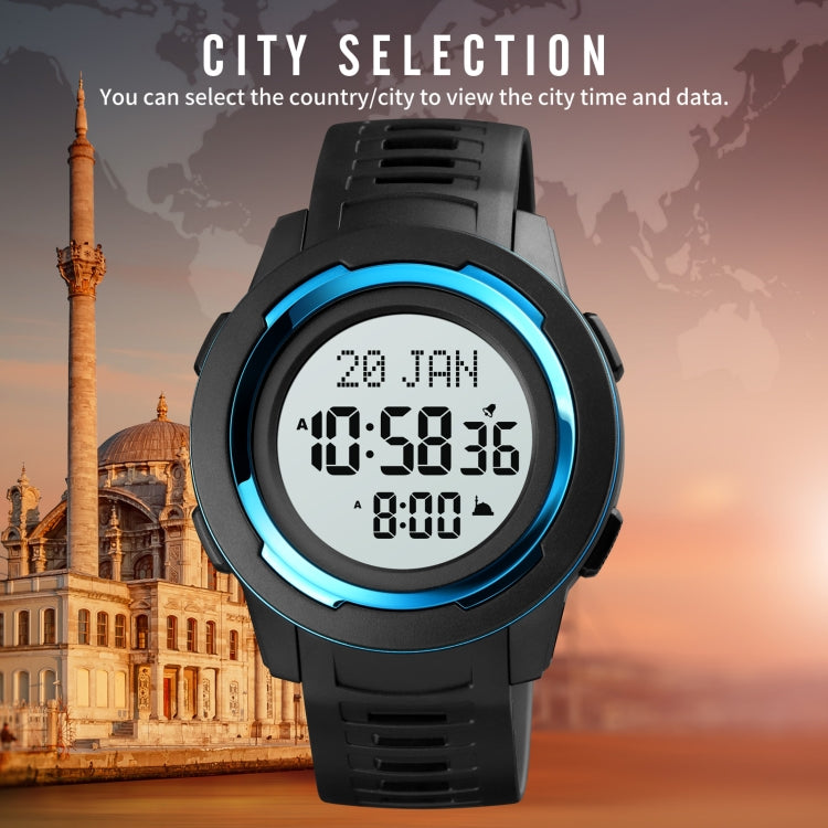 SKMEI 1729 Qibla Calendar Timing Multifunctional LED Digital Display Luminous Electronic Watch