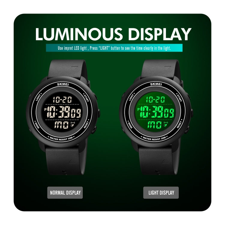 SKMEI 1736 Triplicate Round Dial Timing LED Digital Display Luminous Electronic Watch