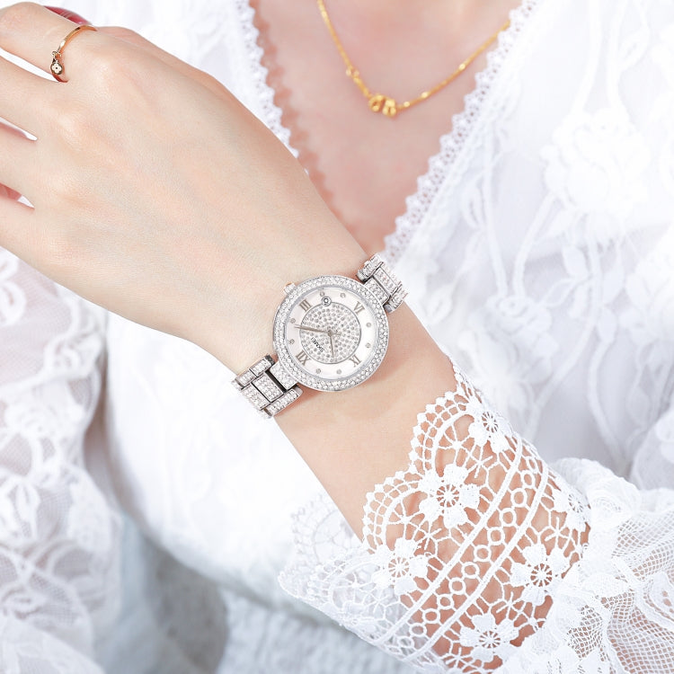 SKMEI 1739 Diamond Roman Numerals Round Dial Quartz Watch for Ladies