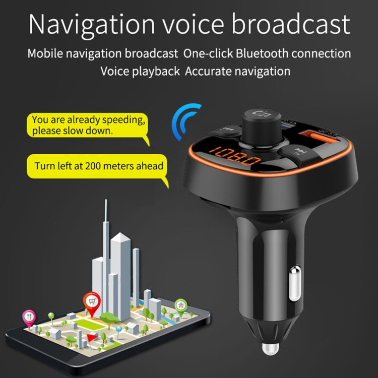 BC52 QC3.0 Fast Charging Car Colorful Atmosphere Light Bluetooth MP3 Player FM Transmitter