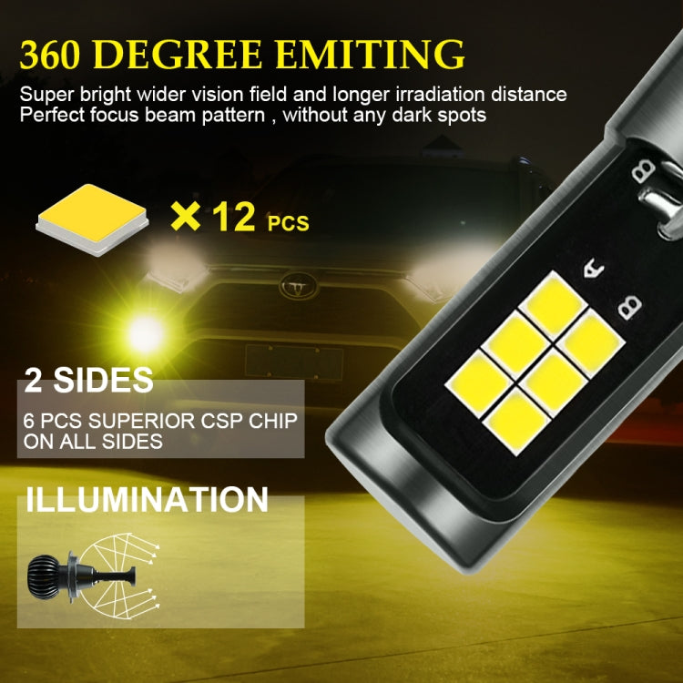 DC9-32V / 3000LM / 30W / 6000K+3000K IP65 Car LED Double Color Fog Light with 12LEDs CSP Lamp Beads