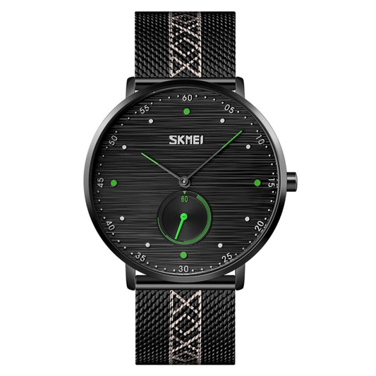 SKMEI 9218 Men Horizontal Striped Arabic Numeral Dial Mesh Belt Quartz Watch