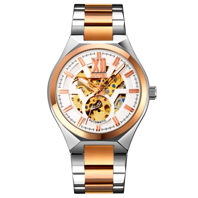 SKMEI 9258 Men Two-color Stainless Steel Strap Automatic Mechanical Watch
