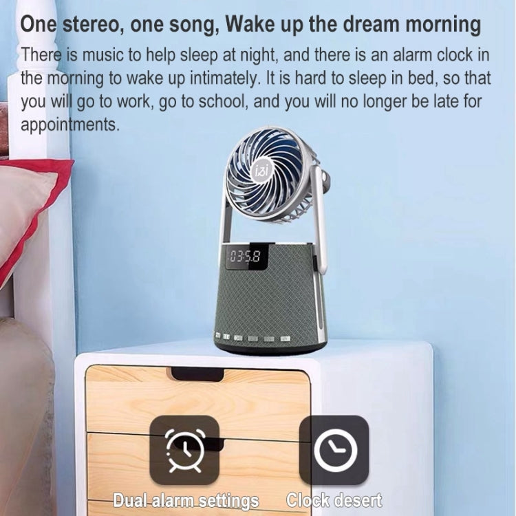 SOAIY K8 Wireless Bluetooth Dual Alarm Clock Speaker with Small Fan