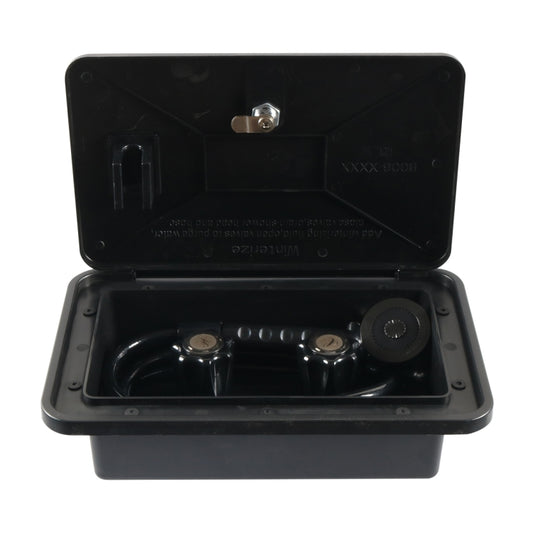 RV External Shower Box Head with Hose, A6622-02 Black
