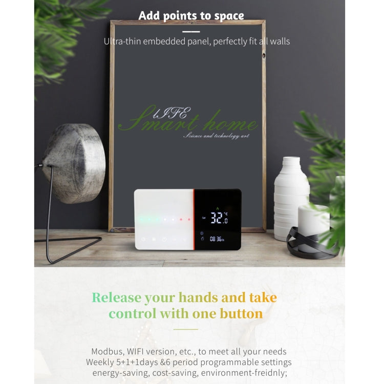 BHT-005-GC 220V AC 3A Smart Home Heating Thermostat for EU Box, Control Boiler Heating with Only Internal Sensor