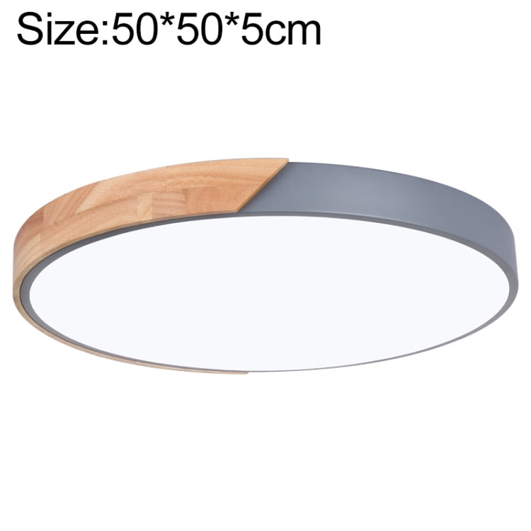 Wood Macaron LED Round Ceiling Lamp, White Light