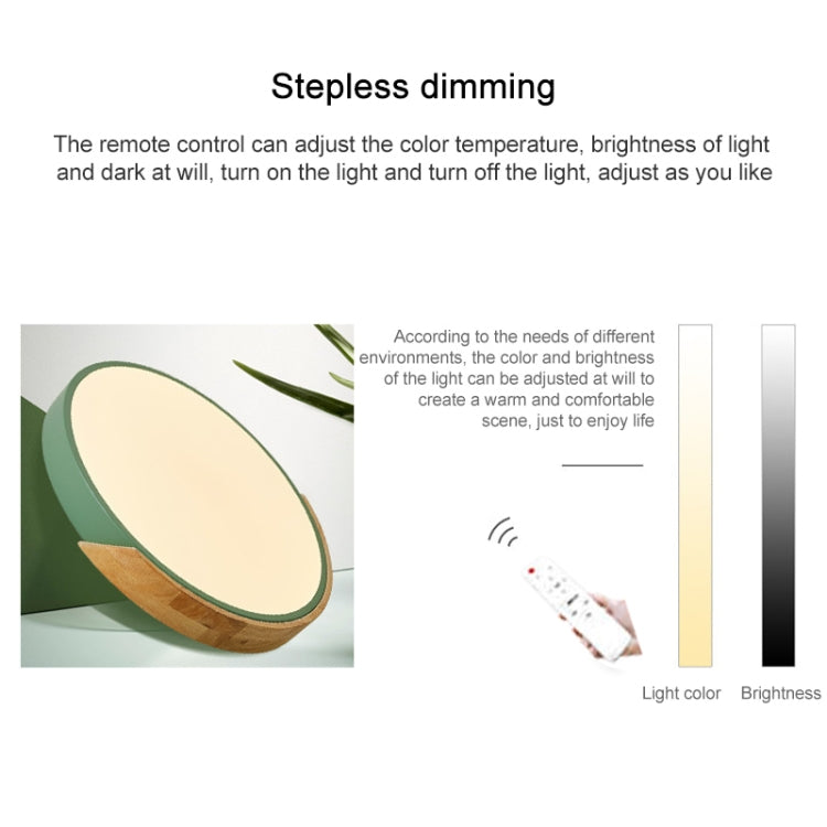 Wood Macaron LED Round Ceiling Lamp, Stepless Dimming